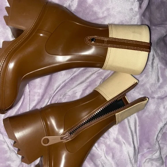 Chloé Brown Tall Rain Boots - Picture 9 of 11
